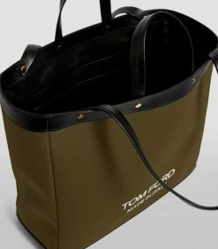 TOM FORD Canvas T Screw Tote Bag C4101 Top Handle Bags -Tom Ford Store tom ford canvas t screw tote bag 16455526 31894476 1000