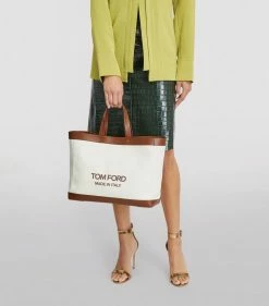 TOM FORD Canvas T Screw Tote Bag C7713 Tote Bags -Tom Ford Store tom ford canvas t screw tote bag 17288007 35320101 1000