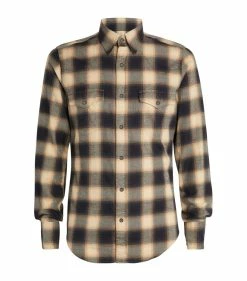TOM FORD Cotton Check Shirt 266 MD BGE CK Casual Shirts