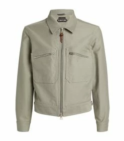 TOM FORD Cotton Zip-Up Jacket 022 DK GRY SLD Bomber Jackets