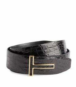 TOM FORD Crocodile Leather Belt U9000BLACK Belts