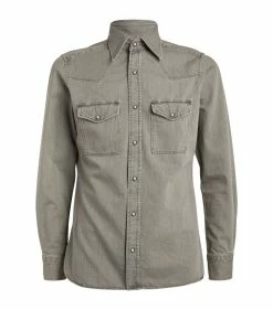 TOM FORD Denim Shirt 023 LT GRY SLD Casual Shirts