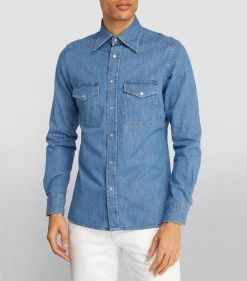 TOM FORD Denim Shirt 432 BR BLU SLD Casual Shirts -Tom Ford Store tom ford denim shirt 17532623 37540086 1000