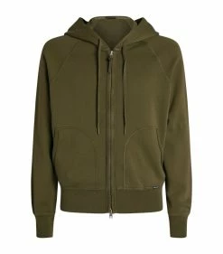 TOM FORD Garment-Dyed Hoodie 312 MD GRN SLD Hoodies
