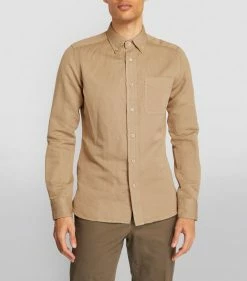 TOM FORD Garment-Dyed Shirt 262 MD BGE SLD Casual Shirts -Tom Ford Store tom ford garment dyed shirt 17532621 37542267 1000