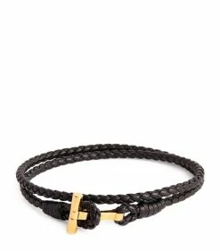 TOM FORD Leather Braided Bracelet BLG BLK Bracelets