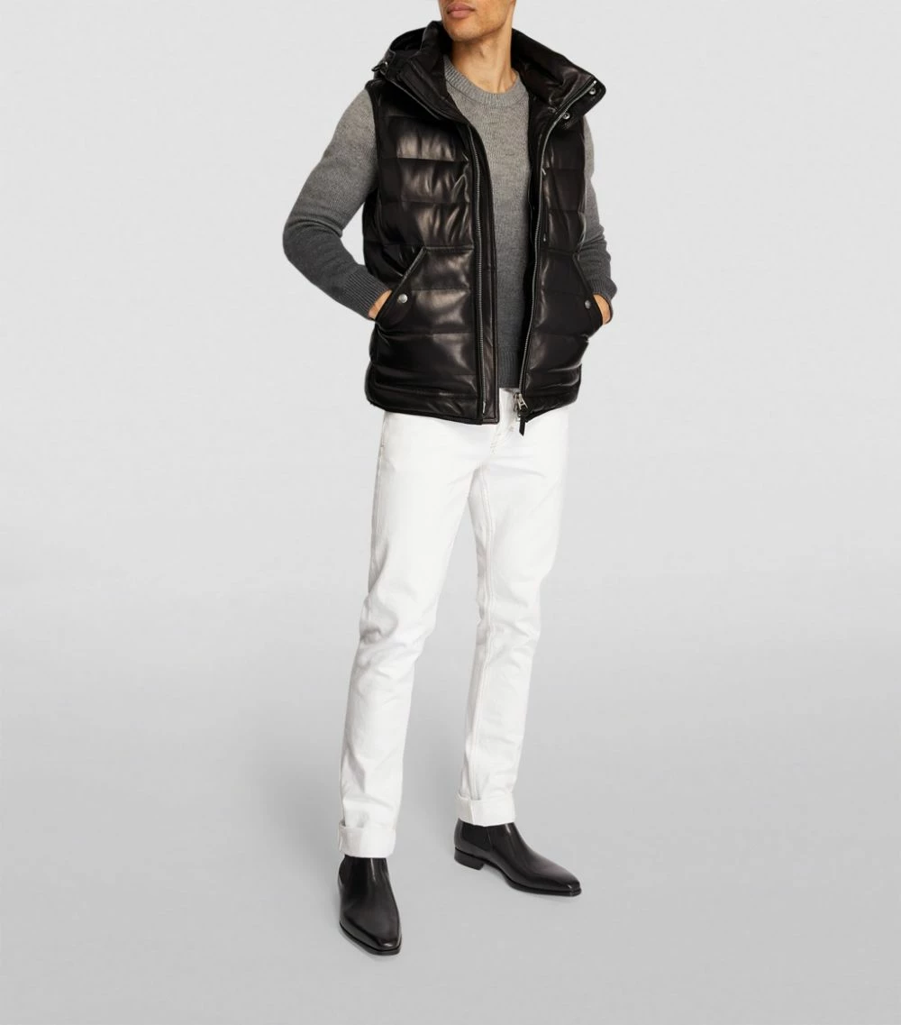 TOM FORD Leather Down-Filled Gilet 001 BLK SLD Gilets 2 TOM FORD Leather Down-Filled Gilet 001 BLK SLD Gilets - Image 2