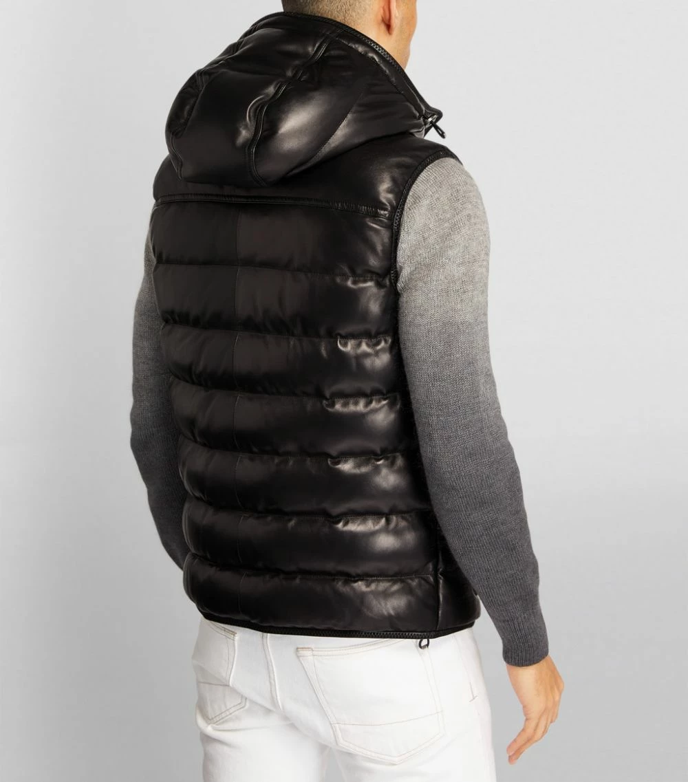 TOM FORD Leather Down-Filled Gilet 001 BLK SLD Gilets 4 TOM FORD Leather Down-Filled Gilet 001 BLK SLD Gilets - Image 4