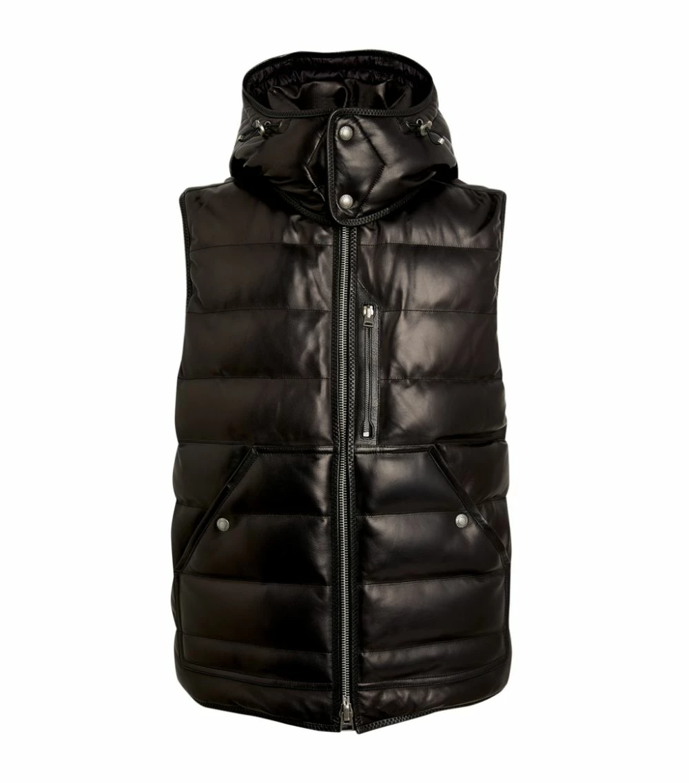 TOM FORD Leather Down-Filled Gilet 001 BLK SLD Gilets 1 TOM FORD Leather Down-Filled Gilet 001 BLK SLD Gilets