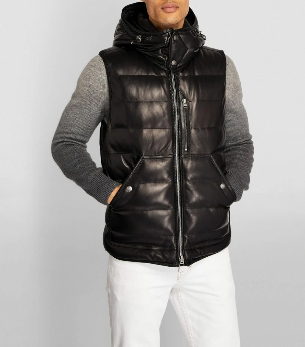 TOM FORD Leather Down-Filled Gilet 001 BLK SLD Gilets 3 TOM FORD Leather Down-Filled Gilet 001 BLK SLD Gilets - Image 3