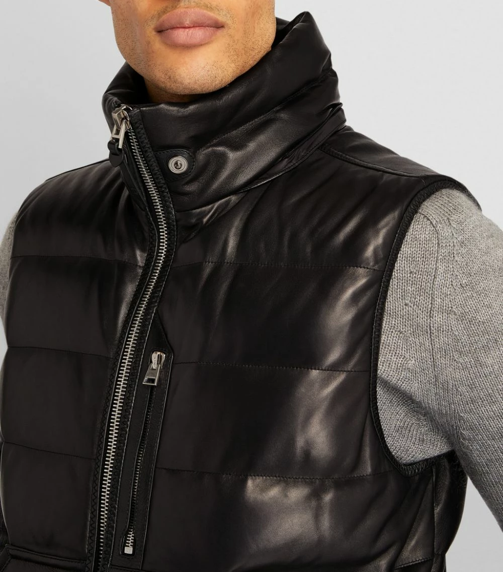 TOM FORD Leather Down-Filled Gilet 001 BLK SLD Gilets 6 TOM FORD Leather Down-Filled Gilet 001 BLK SLD Gilets - Image 6