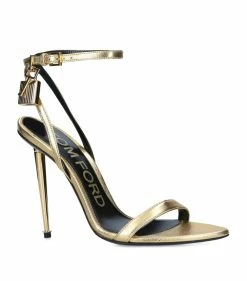 TOM FORD Leather Padlock Sandals 105 GOLD Heeled Sandals -Tom Ford Store tom ford leather padlock sandals 105 16881078 33456801 1000
