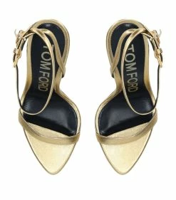 TOM FORD Leather Padlock Sandals 105 GOLD Heeled Sandals -Tom Ford Store tom ford leather padlock sandals 105 16881078 33458579 1000