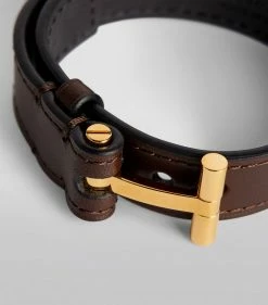 TOM FORD Leather T Bracelet DBG BRWN Jewellery -Tom Ford Store tom ford leather t bracelet 16824241 37070489 1000