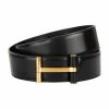 TOM FORD Leather T Clasp Belt BLK BLK Belts