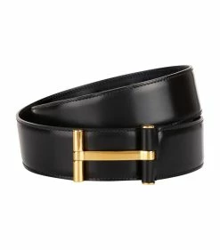 TOM FORD Leather T Clasp Belt BLK BLK Belts