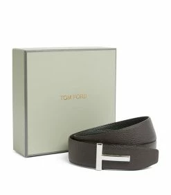 TOM FORD Leather T-Clasp Belt C7906 BLK BRW Belts