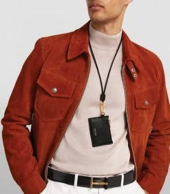 TOM FORD Leather T-Line Card Holder with Neck Strap U9000 BLACK Cardholders -Tom Ford Store tom ford leather t line card holder with neck strap 17595402 36489156 1000