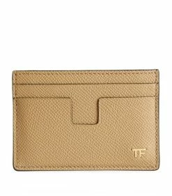 TOM FORD Leather T-Line Card Holder U7099 DARK SAND Cardholders