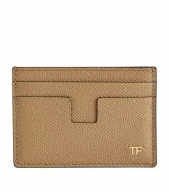 TOM FORD Leather T-Line Card Holder U7099 DARK SAND Cardholders