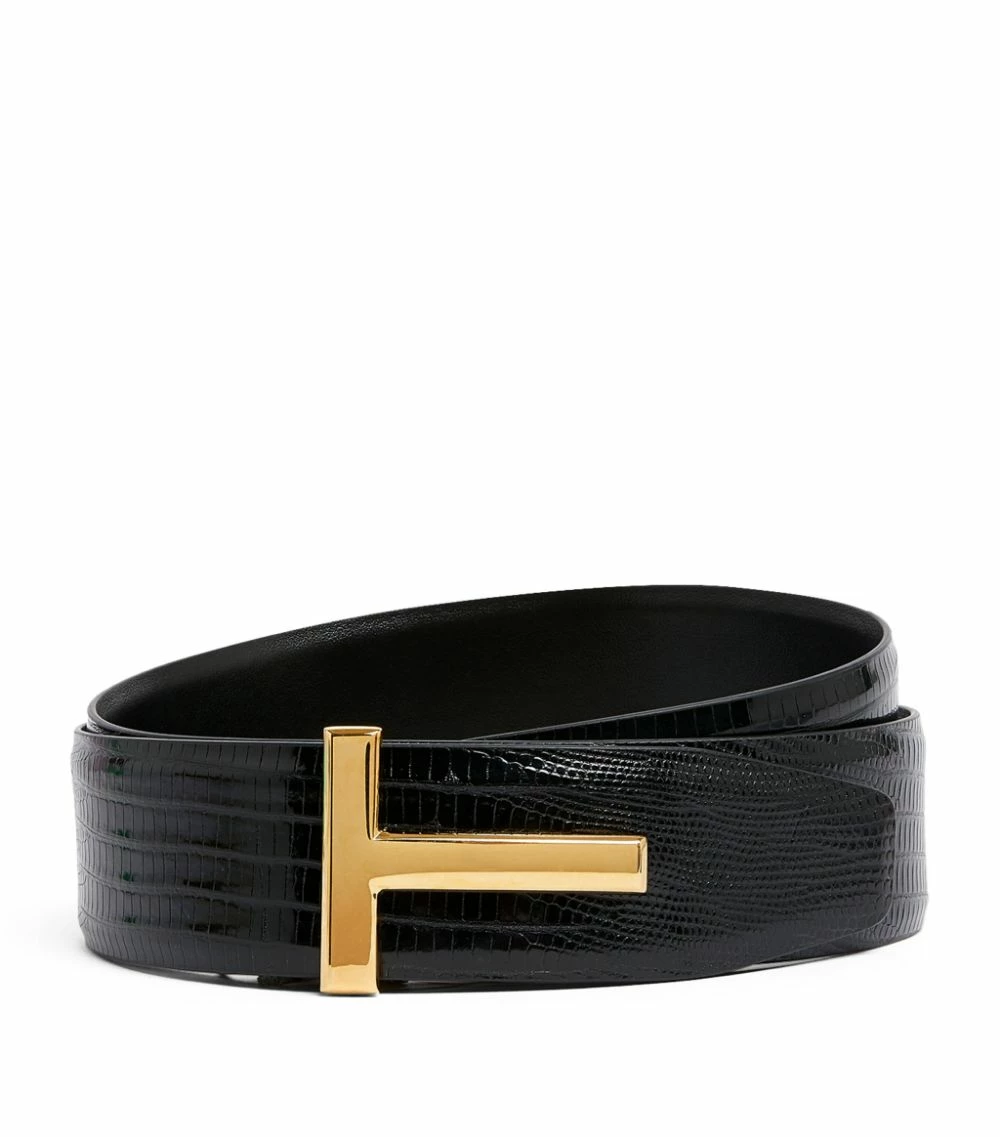 TOM FORD Lizard T-Clasp Belt BLK Belts 1 TOM FORD Lizard T-Clasp Belt BLK Belts