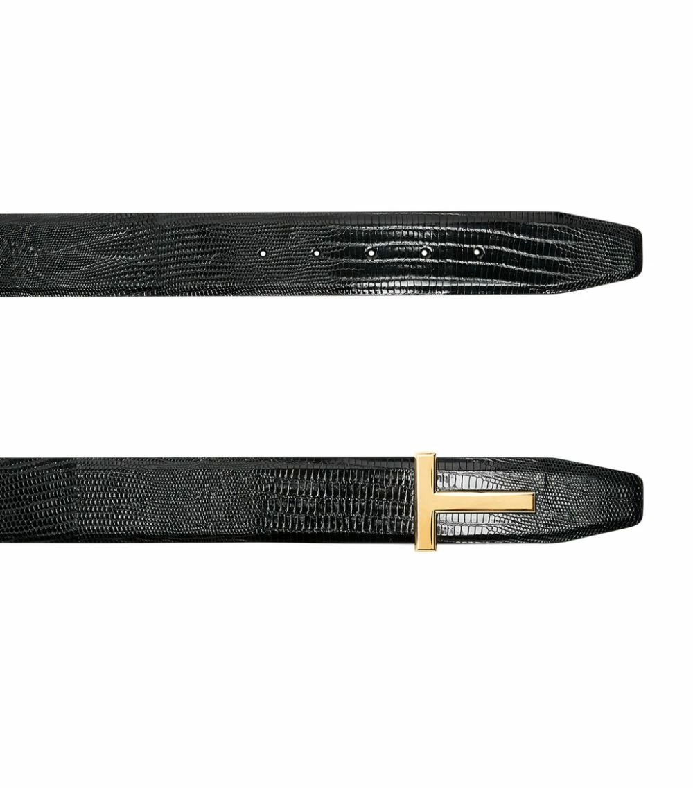 TOM FORD Lizard T-Clasp Belt BLK Belts 2 TOM FORD Lizard T-Clasp Belt BLK Belts - Image 2