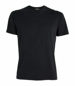 TOM FORD Lyocell-Cotton T-Shirt 001 BLK SLD Plain T-Shirts