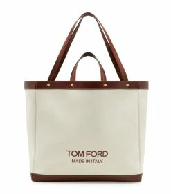 TOM FORD Medium Canvas T Screw Tote Bag C7713 Top Handle Bags