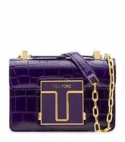TOM FORD Small Croc-Embossed 001 Chain Shoulder Bag U6039 Shoulder Bags