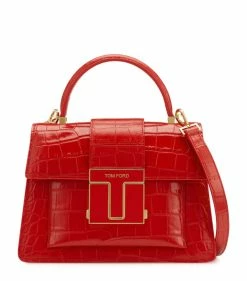 TOM FORD Small Croc-Embossed 001 Top-Handle Bag U3106 Top Handle Bags