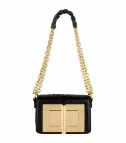 TOM FORD Small Python Natalia Shoulder Bag BLK Top Handle Bags
