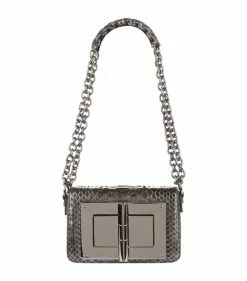 TOM FORD Small Python Natalia Shoulder Bag GUN Shoulder Bags