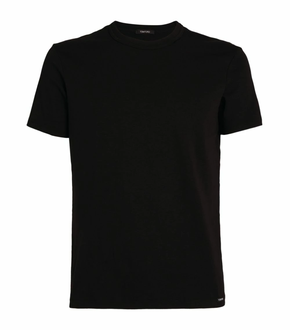 TOM FORD Stretch-Cotton T-Shirt BLACK Printed T-Shirts 1 TOM FORD Stretch-Cotton T-Shirt BLACK Printed T-Shirts