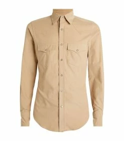 TOM FORD TF CSHIRT LIGHT CORD WESTERN SNAP BTTNS 9FT878 BEIGE Casual Shirts