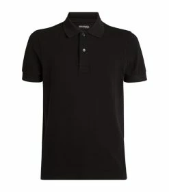 TOM FORD TF POLO GARMENT DYED SSLV K09 BLK SLD Polo Shirts