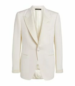 TOM FORD TF WOOL MHAIR FJACKET 100 WHITE SOLID Jackets