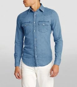 TOM FORD Western Denim Shirt 432 BR BLU SLD Casual Shirts -Tom Ford Store tom ford western denim shirt 17200991 34800687 1000