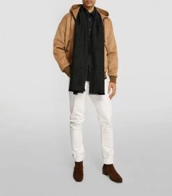 TOM FORD Wool Check Scarf 026 DK GRY CK Scarves -Tom Ford Store tom ford wool check scarf 17532635 36906507 1000