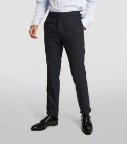 TOM FORD Wool-Silk Blazer 416 NAVY CHECK Jackets -Tom Ford Store tom ford wool silk blazer 17200993 34800680 1000