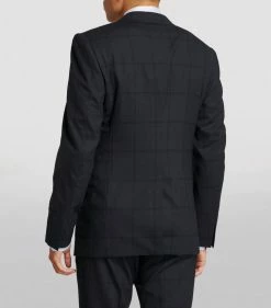 TOM FORD Wool-Silk Blazer 416 NAVY CHECK Jackets -Tom Ford Store tom ford wool silk blazer 17200993 34801715 1000